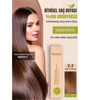 Renna AMONYAKSIZ Bitkisel Yıpranmış Saçlar İçin Saç Boyası 7-7 ÇİKOLATA KAHVE 60ml