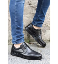 FAST STEP Hakiki Deri Ortopedik Erkek Casual Ayakkabı 815MA1302 (Siyah)