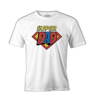 Super Dad Logo Beyaz Erkek Tshirt
