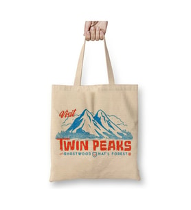 Visit Twin Peaks Beyaz Bez Çanta Uzun Saplı Alışveriş Çantası Plaj Çantası