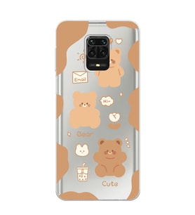 Redmi Note 9 Pro / 9s Uyumlu Cute Bear Tasarımlı Şeffaf Telefon Kılıfı