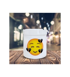 Beyaz Emoji Küllük Kırık Kalpli Gülen Yüz Baskılı Kül Tablası K-178