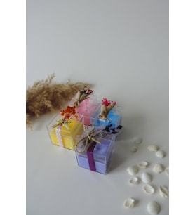 Organik Doğal Kokulu Soya Wax Mavi Sarı Mor Pembe Renk 4'lü Hediyelik Mum