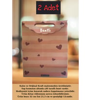 2 Adet Kalpli Kraft Çanta - Hediye Paketi - Kadınlar Günü Hediye  Anneler Günü (Kahverengi)