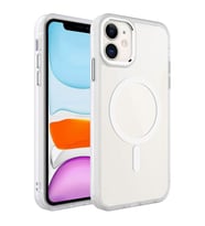 Coverzone iPhone 11 ile uyumlu K?l?f Wireless ?arj �zellikli Metal buton Z-Krom MagSafe ile uyumlu ?effaf Transparan Double Color Silikon Kapak Renksiz
