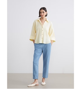 LCW Jeans İndigo Beli Lastikli Paperbag Kadın Jean Pantolon
