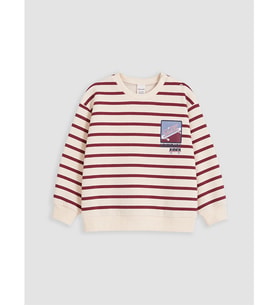 LCW baby Kırmızı Çizgili Erkek Bebek Sweatshirt