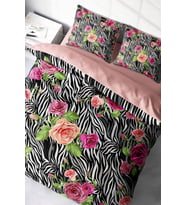 Nevresim Takımı %100 Doğal Pamuk Çift Kişilik 3d Digital Zebra Flower