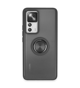 Xiaomi Mi 12t Pro Kılıf Montreal Yüzüklü Silikon Kapak - Siyah