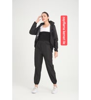 Fitblue  kemerli Sauna Eşofman Takımı unisex siyah renk kapşonlu