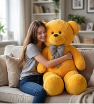 Sevgiliye Hediye 90 cm Büyük Boy Peluş Ayıcık - Özel Günler İçin Harika Hediye (Sarı)