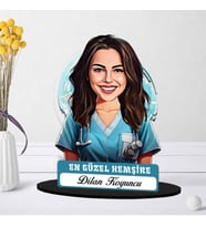 Kişiye Özel Kadın Hemşireye Hediye Karikatürlü Biblo