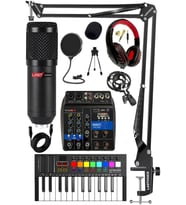 Stüdyo Ekipmanları Midi Live Paket-1 Ses Kartlı Mikser Midi Klavye BM800 Mikrofon Kulaklık