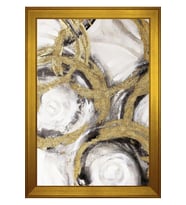 Soyut Şekiller Motifli Kanvas Tablo 50 x 70 cm Gold Çerçeve