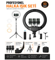 LCD 6000k Çantalı 360° Dönen 56CM Stüdyo Güzellik Salonu Fotoğraf Video Kumandalı Led Halka Işık
