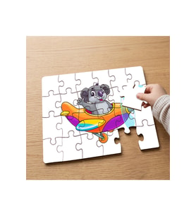 Renkli Uçakta Sevimli Koala Tasarımlı 24 Parça Ahşap Çocuk Puzzle MPK0179
