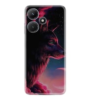 Infınix Hot 30i Kılıf Resimli Desenli Baskılı Silikon Wolf and Moon 1380