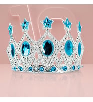 Çocuk Kraliçe Tacı - Mavi Yıldız İşlemeli Prenses Tacı 15x7 cm (Karışık)