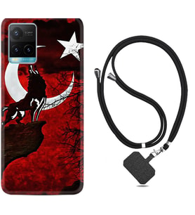 Vivo Y11S Y21S Y20 Y20S Y70 Kılıf Boyun Askılı Silikon Wolf and Moon 2 1381