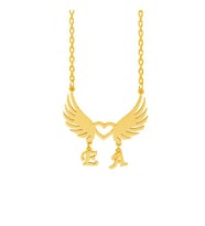 Kişiye Özel 925 Ayar Gümüş Melek Kanadı Sallantılı Harf Kolye (Gold)