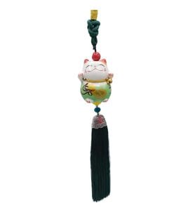 Feng Shui Maneki Neko Şans Kedisi Yeşil No.1 (Karışık)