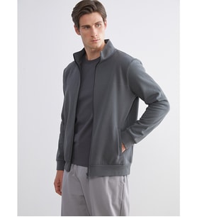 LCWAIKIKI Classic Antrasit Dik Yaka Uzun Kollu Erkek Fermuarlı Sweatshirt