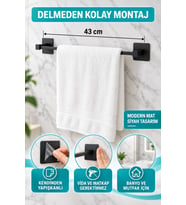 43 cm Kendinden Yapışkanlı Siyah Çubuk Havluluk