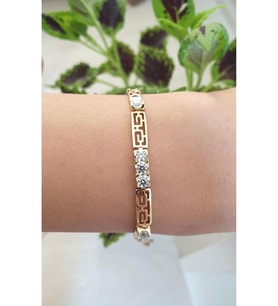 ÇELİK BİLEKLİK XUPİNG KARE TEK  TAŞLI 14 AYAR GOLD RENGİNDE SAVOROSKİ TAŞLI 17+2 CM FMACCESORİES