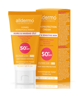 Alldermo Spf50+ Güneş Koruyucu Krem  Kuru Hassas Cilt 50 ml