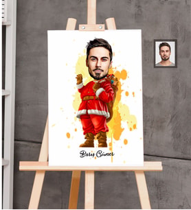 Kişiye Özel Yılbaşı Erkek Karikatürlü Kanvas Tablo 20x30 Model-14