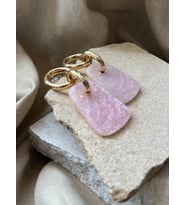 Pembe Taşlı Sarkan Küpe