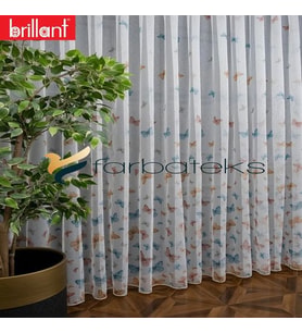 3Kat Pileli Brillant Butterfly Kelebek Desenli Model Renkli Rengarenk Tül Perde