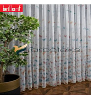 3Kat Pileli Brillant Butterfly Kelebek Desenli Model Renkli Rengarenk Tül Perde