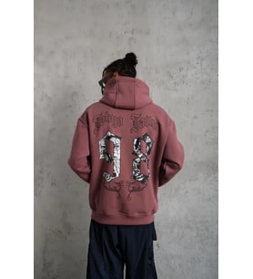 Erkek 98 Baskılı Kapşonlu Sweat - Gül Kurusu