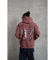 Erkek 98 Baskılı Kapşonlu Sweat - Gül Kurusu