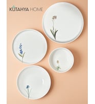 Herbal Porselen Yemek Takımı 24 Parça – Günlük ve Misafir Kullanımı (Krem)