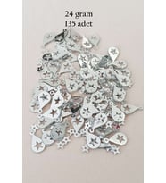 Oya Abiye Bileklik Kolye Pleksi Metalik Plastik Pul Gümüş Renk 24 gram 195 adet - BNC581