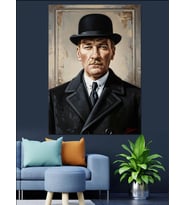Mustafa Kemal Atatürk Portresi Dekoratif Kanvas - Mdf Ahşap Tablo