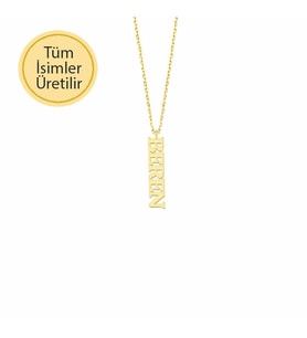 14k Altın Dikey İsim Kolye
