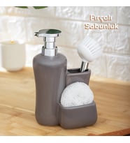  Porsima 277746 Tezgah Üstü Gri Sıvı Sabunluk Fırçalı Süngerlikli Sabunluk (550ml) 20cm 