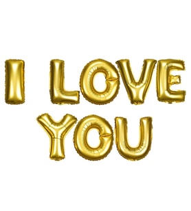 pilelistore Parti Balon I Love You Folyo Balon Altın Renk 35 CM