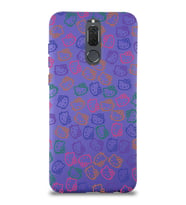 Huawei Mate 10 Lite Uyumlu Lansman Kılıf Hello Kitty Tasarımlı İçi Kadife Mor Kapak (Şeffaf)