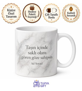 Heykel Yontarken Üstü Başı Toz Olan Sanatçıya Mermer Desenli Kupa Hediye