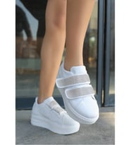 Beyaz Kadın Sneaker Ayakkabı Cırt Cırtlı (Beyaz)