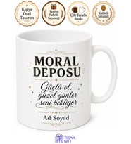 Kişiye Özel Moral Deposu Yazılı Baskılı Kupa Bardak Hediye