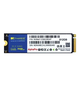 TwinMOS AlphaPro NVMe512GB2280AP 512GB (3600/3250MB/s) M.2 2280 PCIe 3.0 NVMe SSD (Siyah)