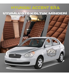 Hyundai Accent Era Kahverengi Renk Tay Tüyü Cepli & Terletmez Sırtlı Oto Koltuk Minder Seti - Koltuk Koruma Kılıfı (ÖN & ARKA TAM SET)