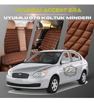 Hyundai Accent Era Kahverengi Renk Tay Tüyü Cepli & Terletmez Sırtlı Oto Koltuk Minder Seti - Koltuk Koruma Kılıfı (ÖN & ARKA TAM SET)