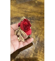HASIR TASARIM KIRMIZI ÇİÇEKLİ BROŞ YAKA İĞNESİ 6X3 CM