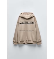 ERKEK ÇOCUK MINECRAFT MODELLİ PAMUK KAPŞONLU SWEAT (Bej)